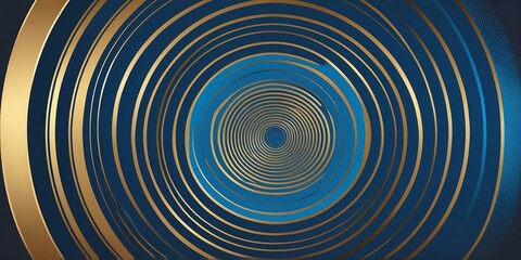Wall Mural - abstract vector concentric circles with gold to blue gradient background