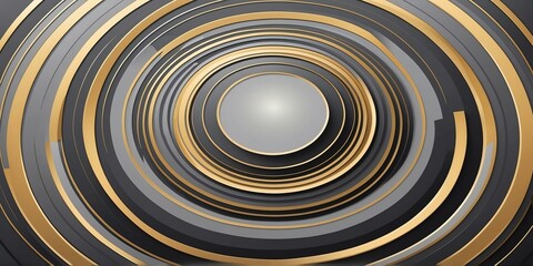 Wall Mural - abstract vector concentric circles with gold to grey gradient background