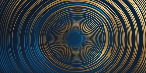 Wall Mural - abstract vector concentric circles with gold to blue gradient background