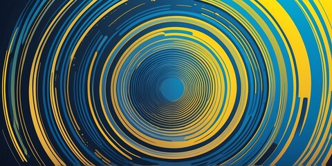Wall Mural - abstract vector concentric circles with blue to yellow gradient background