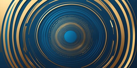 Wall Mural - abstract vector concentric circles with gold to blue gradient background