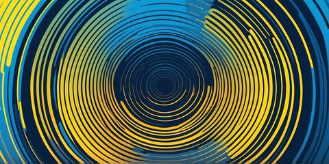Wall Mural - abstract vector concentric circles with blue to yellow gradient background