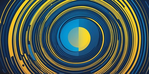 Wall Mural - abstract vector concentric circles with blue to yellow gradient background