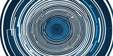 Wall Mural - abstract vector concentric circles with blue to white gradient background