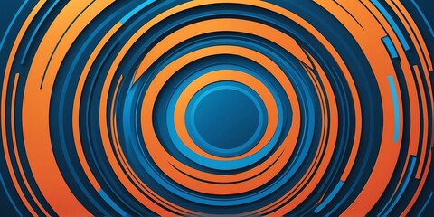 Wall Mural - abstract vector concentric circles with blue to orange gradient background