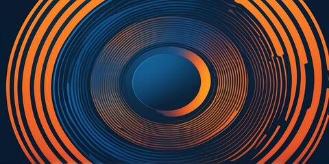 Wall Mural - abstract vector concentric circles with blue to orange gradient background