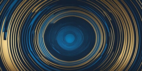 Wall Mural - abstract vector concentric circles with blue to gold gradient background