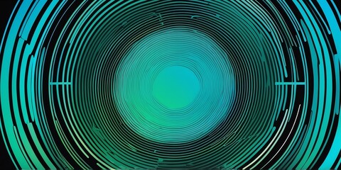 Wall Mural - abstract vector concentric circles with blue to green gradient background