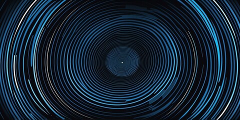 Wall Mural - abstract vector concentric circles with blue to black gradient background