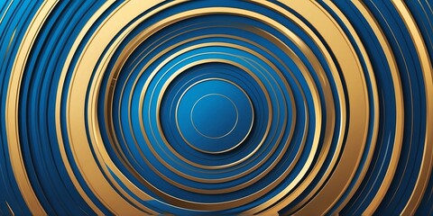 Wall Mural - abstract vector concentric circles with blue to gold gradient background