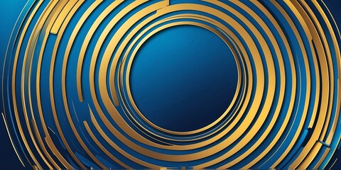 Wall Mural - abstract vector concentric circles with blue to gold gradient background