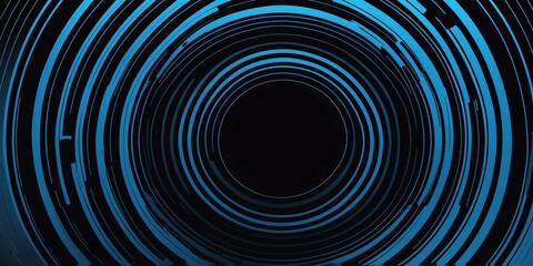 Wall Mural - abstract vector concentric circles with blue to black gradient background