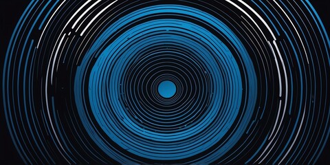 Wall Mural - abstract vector concentric circles with blue to black gradient background