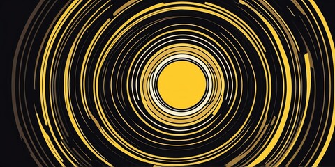 Wall Mural - abstract vector concentric circles with black to yellow gradient background