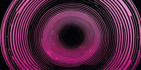 Wall Mural - abstract vector concentric circles with black to pink gradient background