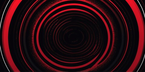 Wall Mural - abstract vector concentric circles with black to red gradient background