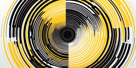 Wall Mural - abstract vector concentric circles with yellow to white gradient background