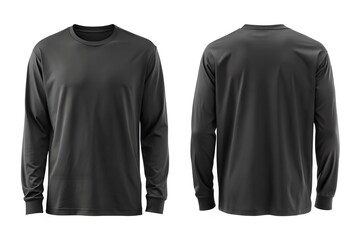 black long sleeve t shirt for mockup isolated on white