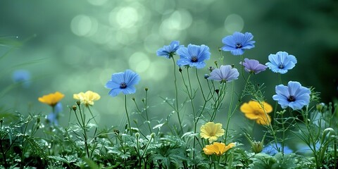 Poster - blue and yellow flowers