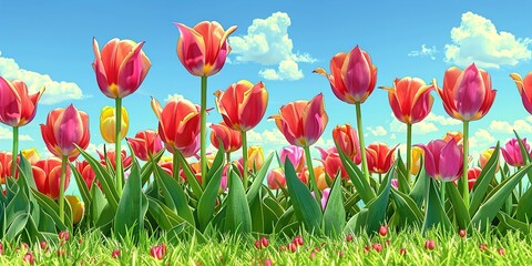 Poster - tulips in spring