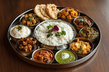 Wall Mural - Indian platter thali - indian food set.