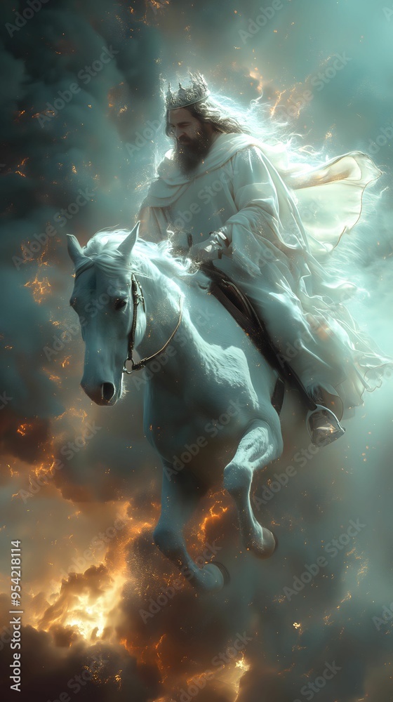 Stock-Illustration „Biblical Illustration, The Second Coming of Jesus ...