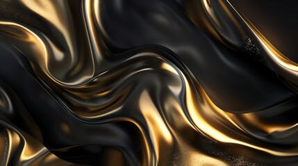 Wall Mural - Abstract gold background with flowing waves.