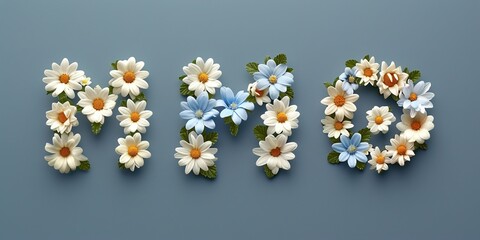 Poster - flowers on blue background