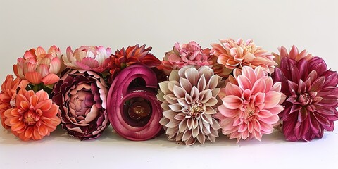 Wall Mural - red and white dahlia