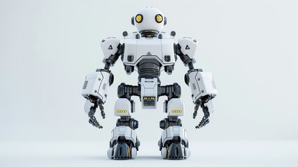 Canvas Print - A white humanoid robot stands on a white background.