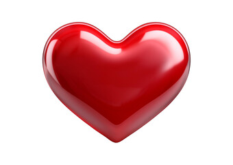 Red glossy heart. Love symbol. Isolated on transparent or white background