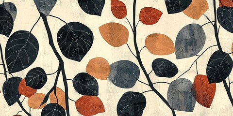 Wall Mural - seamless pattern with leaves