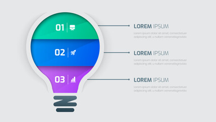 Fototapete - Business infographic template with lamp simple design 3 numbers and icon for presentation