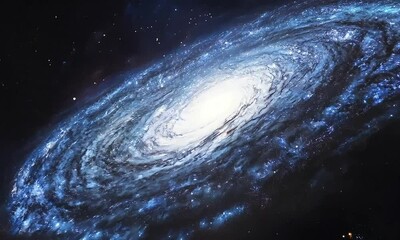 Wall Mural - a brilliantly illuminated spiral galaxy captured in the vastness of deep space.