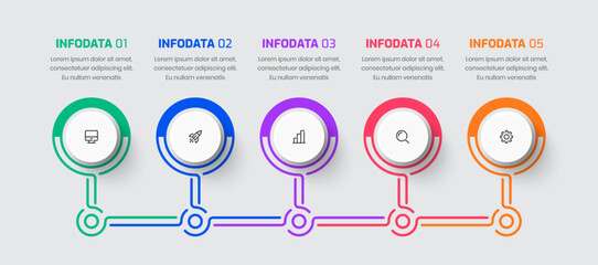 Wall Mural - Business infographic template with circle label Thin Line 5 Options Can be used for presentation