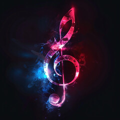 Abstract background with a glowing music notes design