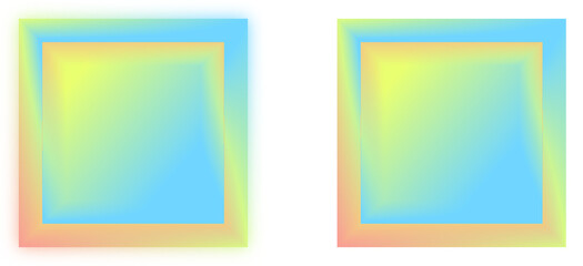 Two vibrant holographic gradient frames with a transparent background, perfect for digital designs