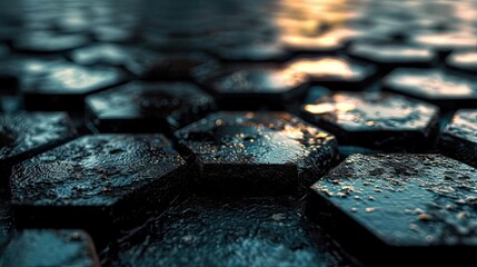 Fototapete - A scene of a rainy night captured from the perspective of a bridge,