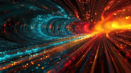 Fototapete - An abstract, colorful cosmic background with swirling blue and red hues,
