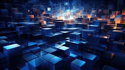 Fototapete - A vibrant digital art piece featuring a complex,