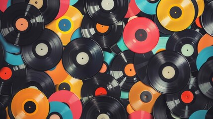 Colorful vinyl record pattern, music thread sewing circle color design shape vinyl vector seamless round eye blue art record toy object backgrounds vintage audio