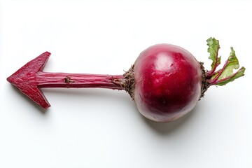 Wall Mural - Beet the Odds: Fresh beet with a pointing arrow, signifying direction, choice, or a healthy lifestyle choice. 