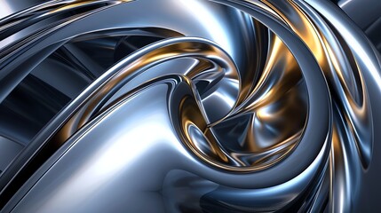 Wall Mural - Abstract background of a swirling, shiny metallic surface.