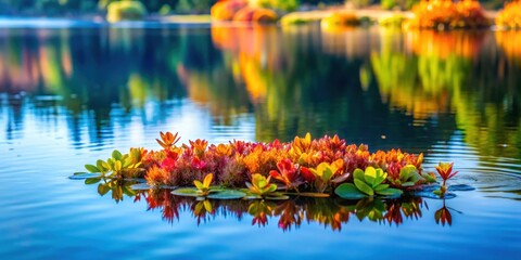 Colorful lake plants floating on serene natural backgrounds, lake, plants, colorful, nature, vibrant, water, aquatic