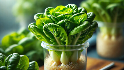 Macro shot of butterhead lettuce with fresh green leaves.