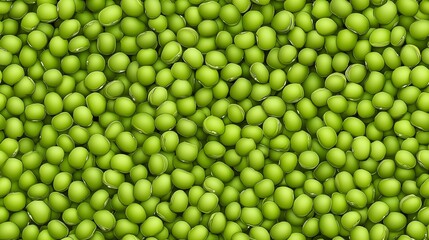 A seamless pattern illustration of mung beans with a bright green color and small round shapes