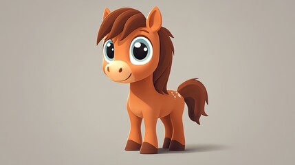 Wall Mural - Strong and Friendly Pony Mascot: A Cute, Lively Character with a Brown Body, Bright Big Eyes, and a Smiling Expression, Exuding Warmth and a Welcoming Atmosphere.