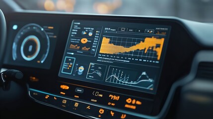 Poster - A digital dashboard showcasing the integration of telematics data into an insurance policy. copy space for text.