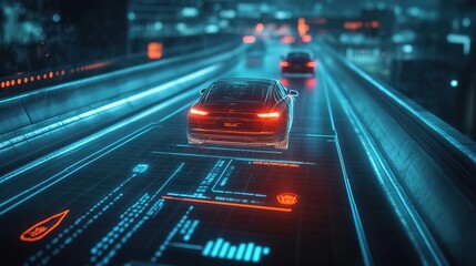 Poster - A digital interface showing telematics data and its impact on a driver's insurance policy.