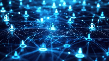 Poster - A digital representation of a peer-to-peer insurance network with interconnected user profiles.